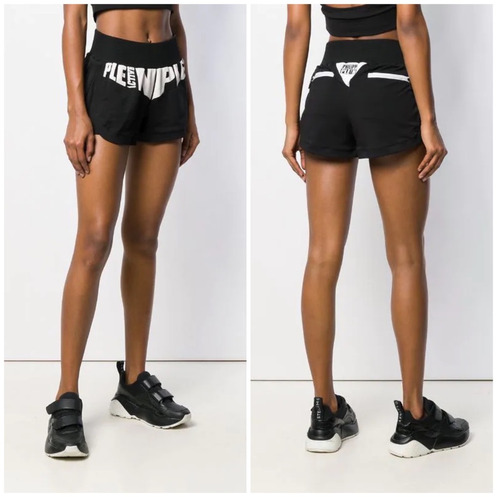 Philipp Plein Black Athletic Shorts with White Logo